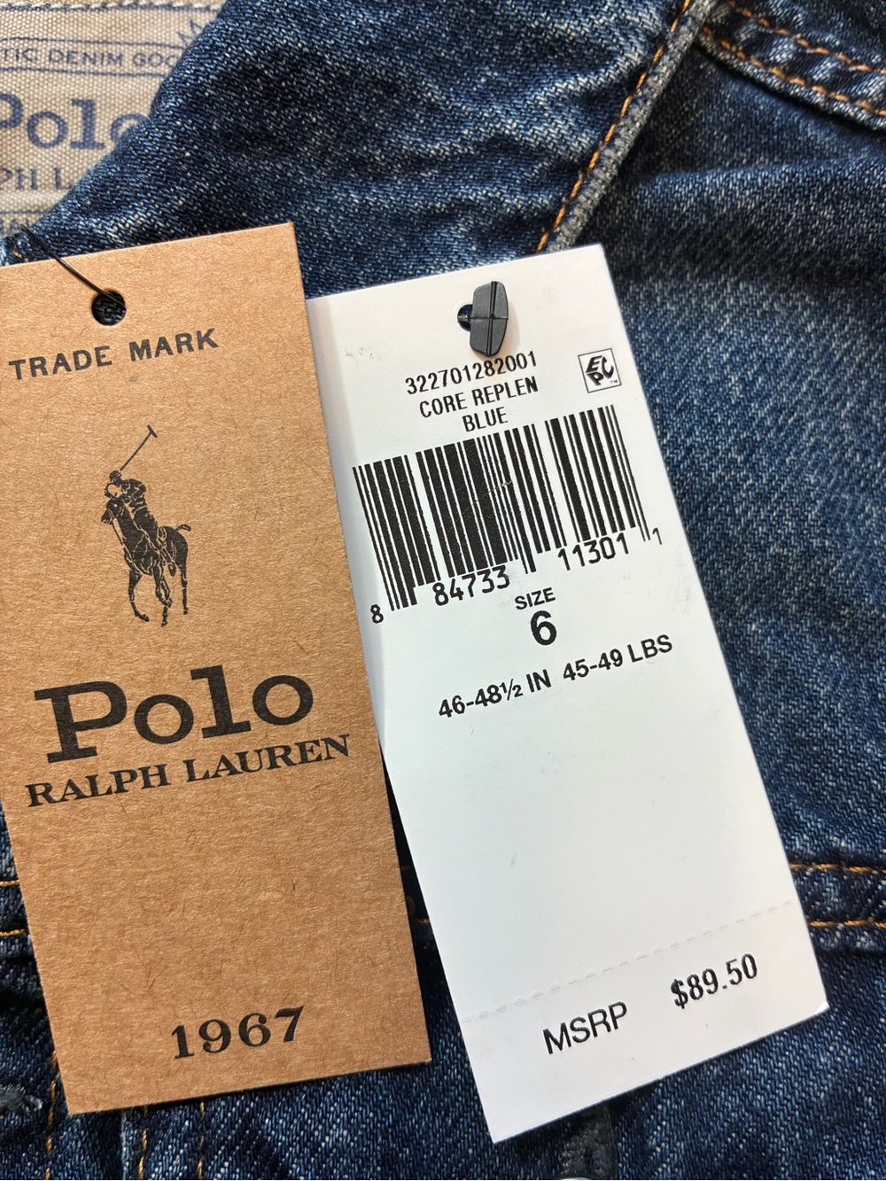 NWT Polo Ralph Lauren Denim Trucker Jacket Boys Size 6 Flag $89.50 - Picture 4 of 5